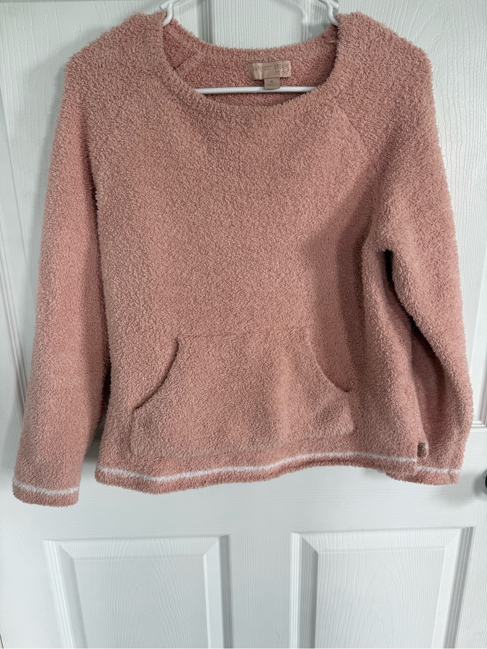 Barefoot Dreams CozyChic Pullover M Dusty Pink Soft Lounge Sweater Pockets